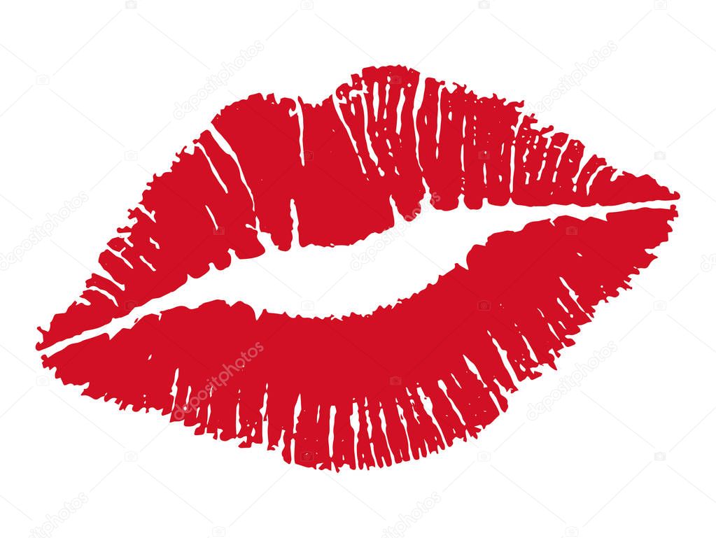 Un beso. Los labios femeninos. Ilustración vectorial 2024