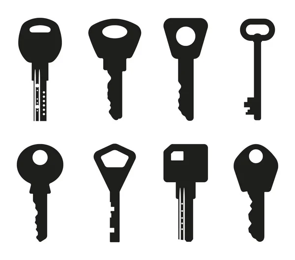 Anahtarları siluet koleksiyonu. Anahtar simgesi. Vektör çizim — Stok Vektör