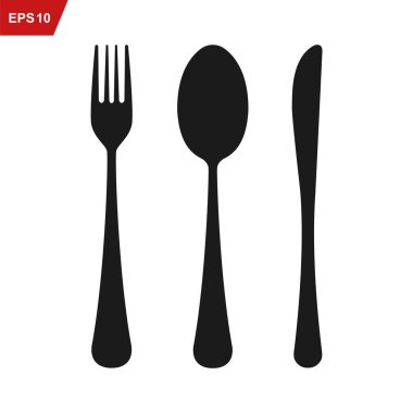 Çatal, bıçak ve kaşık simgesi. Vektör