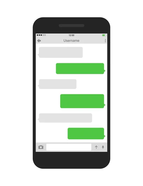 Smartphone, csevegés sms app sablon buborékok. Vektoros illusztráció — Stock Vector