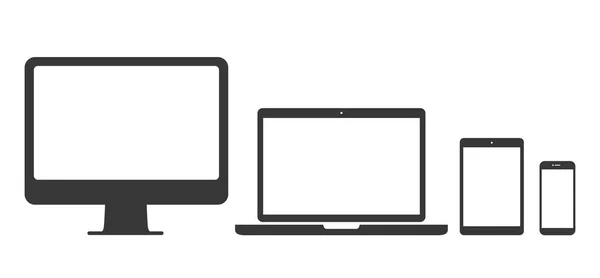 Conjunto de icono del dispositivo. Ordenador, portátil, tablet PC y teléfono. Vector — Vector de stock