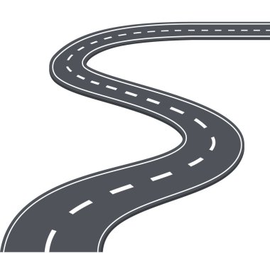 Beyaz arkaplan vektör illüstrasyonunda yol, karayolu