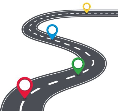 İşaretli yol. Vektör illüstrasyonu