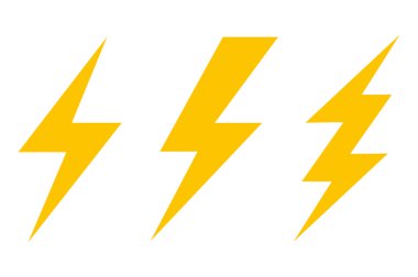 Şimşek simgesi ayarlandı. Yıldırım. Vektör