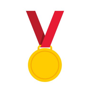 Altın madalya düz stil. Vektör illüstrasyonu