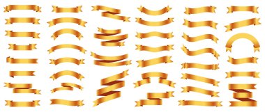 Farklı altın kurdeleler dizilmiş. Vektör illüstrasyonu