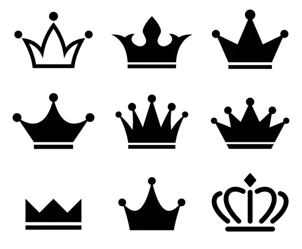 Crown icons set. Vector illustration — Stock Vector