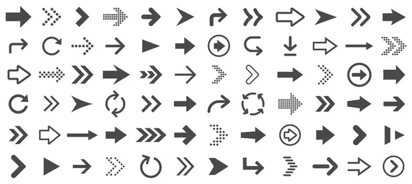 Flecha diferentes iconos conjunto. Ilustración vectorial — Vector de stock
