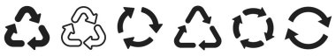 Geri dönüşüm simgesi seti. vektör illüstrasyonu