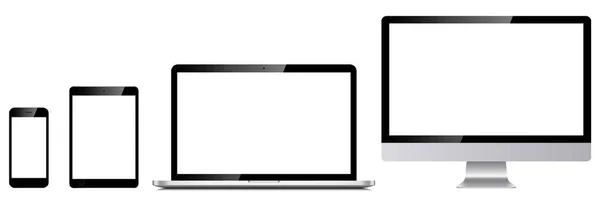 Computer, laptop, tablet, telefoon, monitor. Vectorillustratie — Stockvector