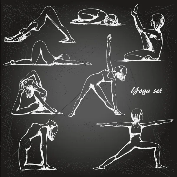 Conjunto de ioga esboço 1 — Vetor de Stock