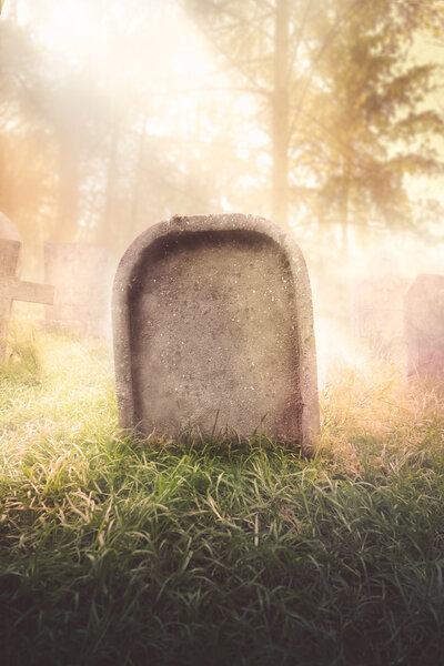 gravestone with fog and  lighting