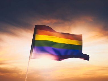 yüksek kontrast görüntü gün batımında gay bayrağı
