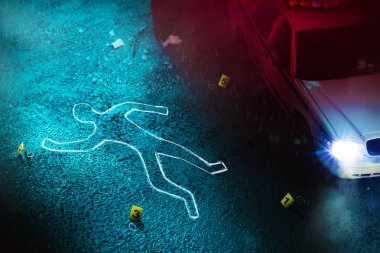 fresh crime scene with body silhouette clipart