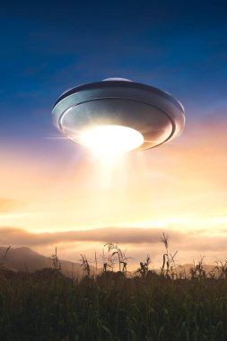 UFO kaçırma kirişli gökyüzünde uçan