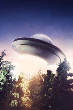 UFO kaçırma kirişli gökyüzünde uçan