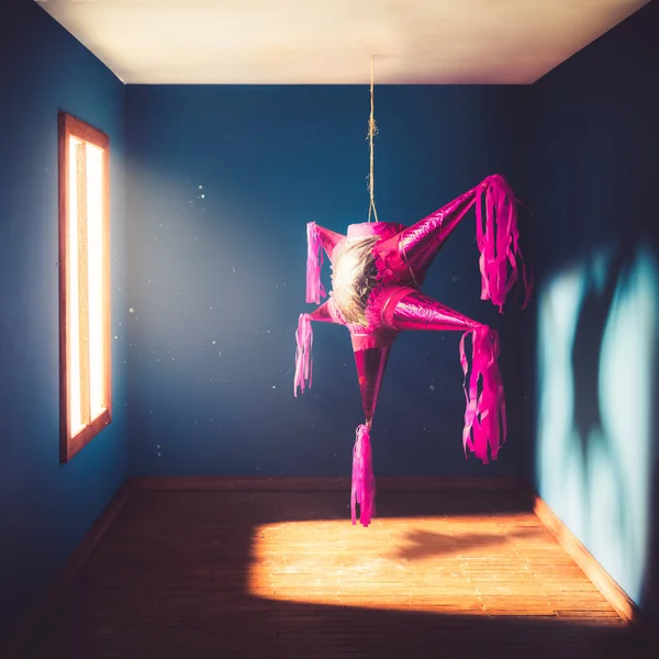 Mexican pinata hanging in a room — Stock Photo, Image