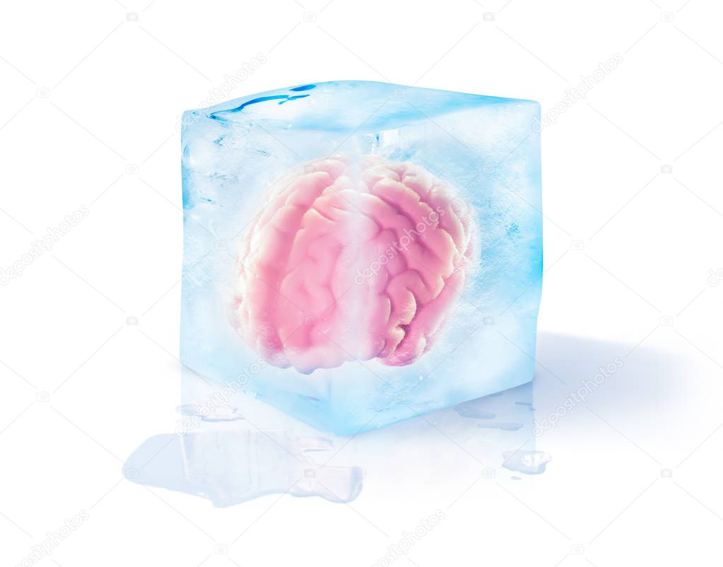 brain freeze concept isolated on white