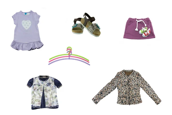 Collage de vêtements pour enfants. Concept vêtements printemps et été . — Photo
