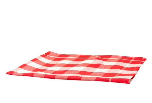 Tomma duk röd vit rutig isolerad på vita bak — Stockfoto