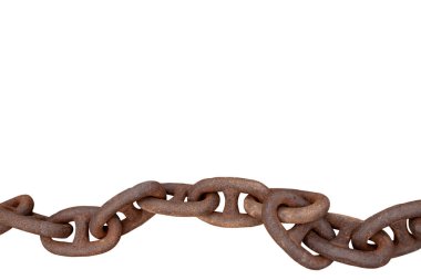 Paslı zincirler izole. Eski, paslı bir Shi 'nin yakın çekimi.