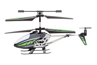 Helikopter izole edildi. Uzaktan kumandalı küçük bir oyuncağa yakın çekim 