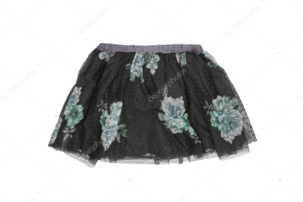 Clothes for children. Close-up of a beautiful black girl skirt w