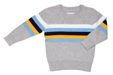 Sonbahar ve kış çocuk kıyafetleri. Açık gri, sıcak bir ter.