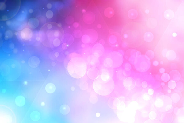 Abstract blue gradient pink purple background texture with glitter defocused sparkle bokeh circles and glowing circular lights. Beautiful backdrop with bokeh light effect.