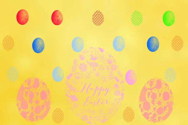 Feliz tarjeta de Pascua. Abstracto amarillo primavera feliz Pascua backgroun — Foto de Stock