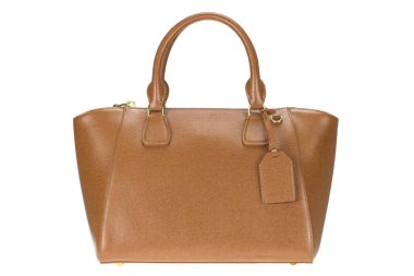 Hand bag isolated. Fashionable brown female luxury women bag iso