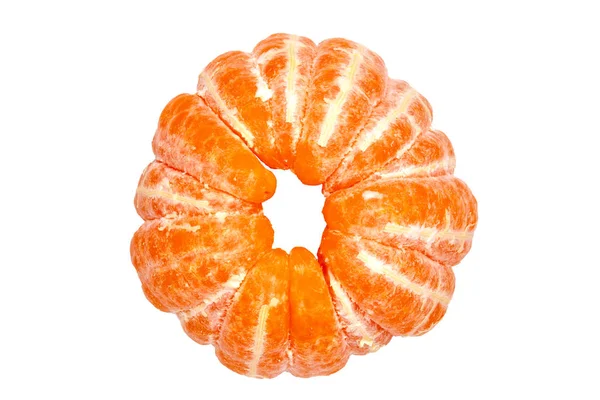 Mandarine Isoliert Nahaufnahme Von Geschälten Frischen Reifen Mandarinen Orangen Mandarinen — Stockfoto