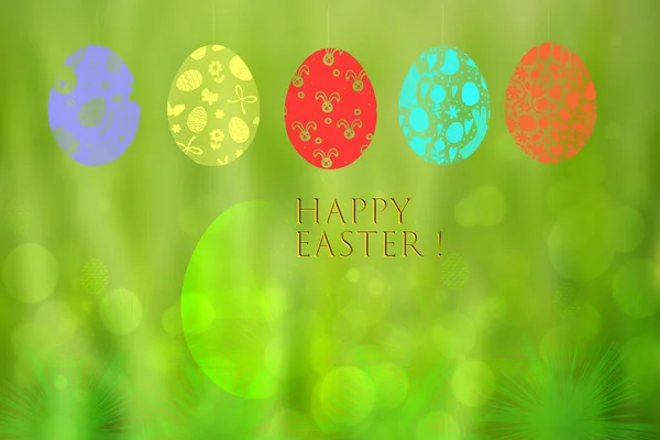 Happy Easter Card Abstract Green Yellow Spring Happy Easter Background — Stok fotoğraf