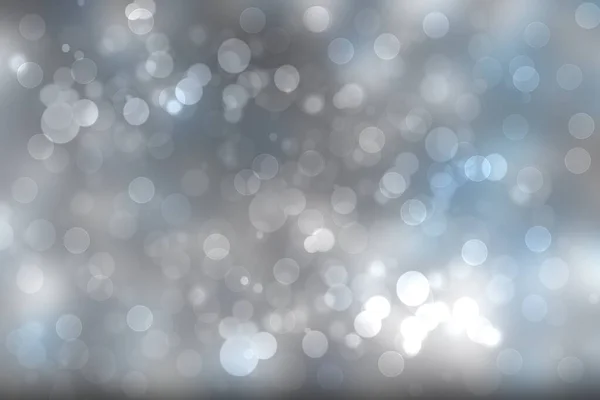 Abstract festive gradient light blue gray silver bokeh background texture with white bokeh lights. Beautiful backdrop with space for christmas, invitation or other holidays.