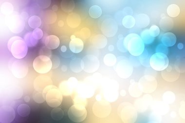 Soyut bulanık bahar ışığı hassas pastel mavi sarı bokeh arkaplan dokusu parlak yumuşak renk çemberleri ve bokeh ışıkları. Kart konsepti. Güzel arkaplan illüstrasyonu.