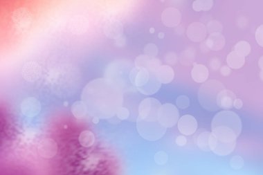 Soyut mavi gradyan pembe arkaplan dokusu. Parıldayan dairesel ışıklar ve parlayan parlayan parıltılı bokeh daireleri var. Bokeh ışık efektli güzel arkaplan.