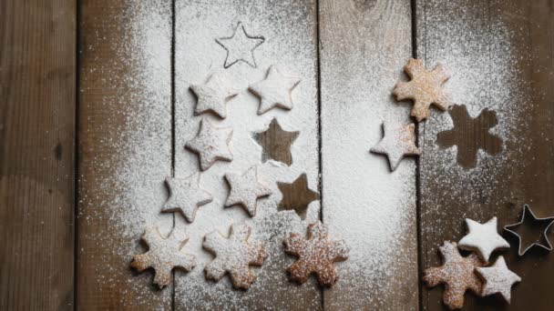 Ruka s vánočním stromečkem z perníkových sušenek. — Stock video