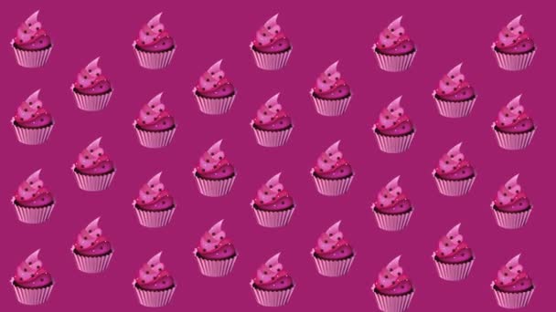 Abstrakte pinkl Animation, Cupcakes Hintergrund. — Stockvideo