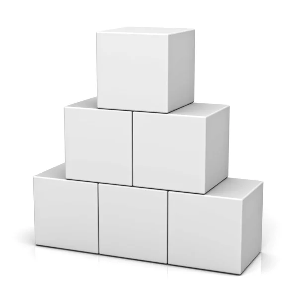 Cajas de concepto 3D en blanco aisladas sobre fondo blanco con reflexión — Foto de Stock