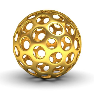 Gölge ile beyaz arka plan üzerinde izole içi boş Altın Küre