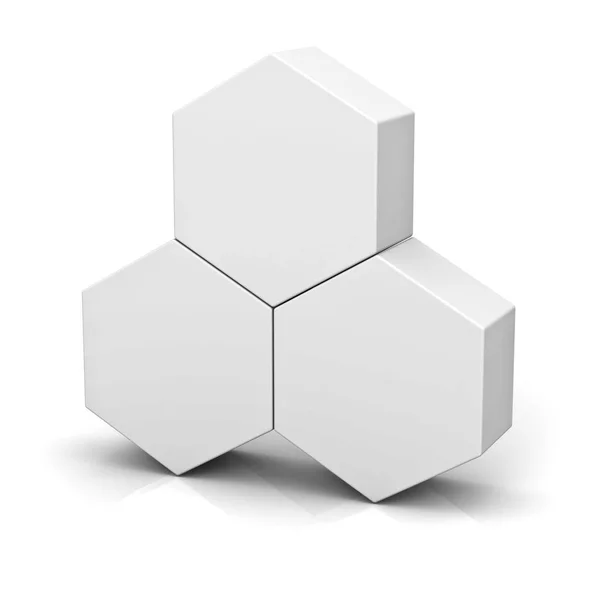 Tom hexagon skylt rutor på vit bakgrund abstrakt begrepp med skugga — Stockfoto