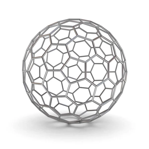 3d metallo wireframe palla isolato su sfondo bianco con ombra — Foto Stock