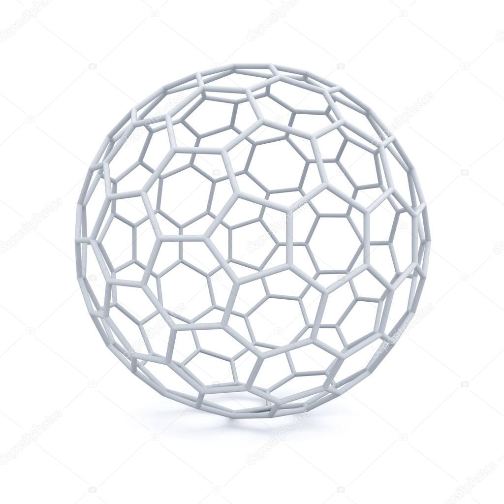 3d white wireframe isolated over white background with shadow