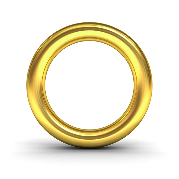 Arany ábécé levél O vagy arany gyűrű elszigetelt fehér háttér, visszaverődés és árnyék felett — Stock Fotó