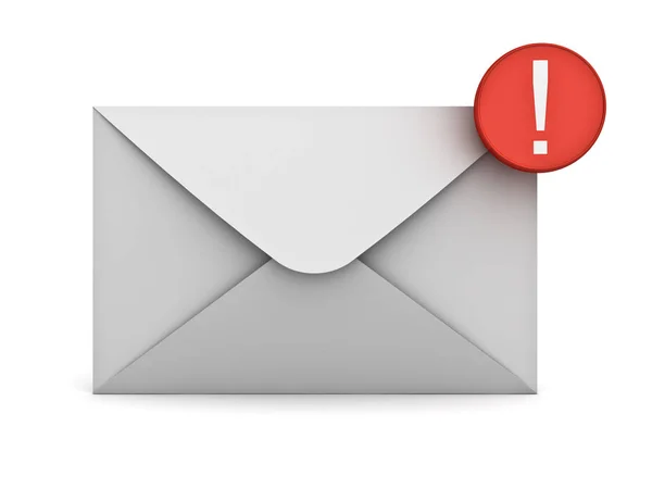 E mail notification new email message in the inbox concept isolated over white background with shadow — Stock Photo, Image