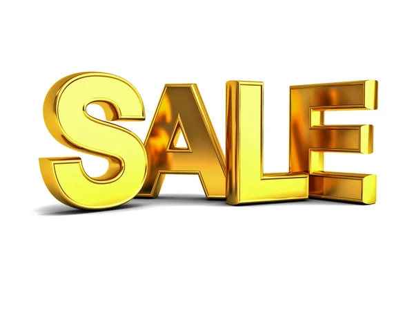 3d gold sale word isolated over white background with shadow and reflection — Stock Photo, Image