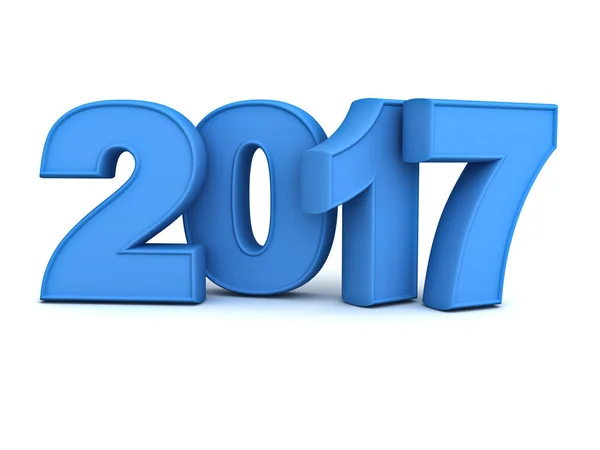 Gelukkig nieuw jaar 2017 3d blauwe tekst op witte achtergrond met reflectie en schaduw geïsoleerd — Stockfoto