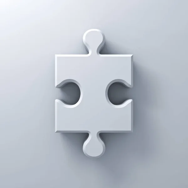 Weißes Puzzleteil-Konzept auf weißem Wandhintergrund mit Schatten — Stockfoto