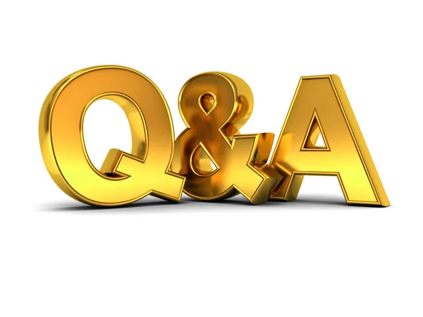 Questions and answers concept gold Q and A text isolated over white background with shadow — Stock Photo, Image