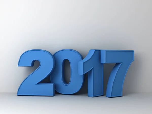 С Новым 2017 годом 3D синий текст на белом фоне стены абстрактный с тенью — стоковое фото
